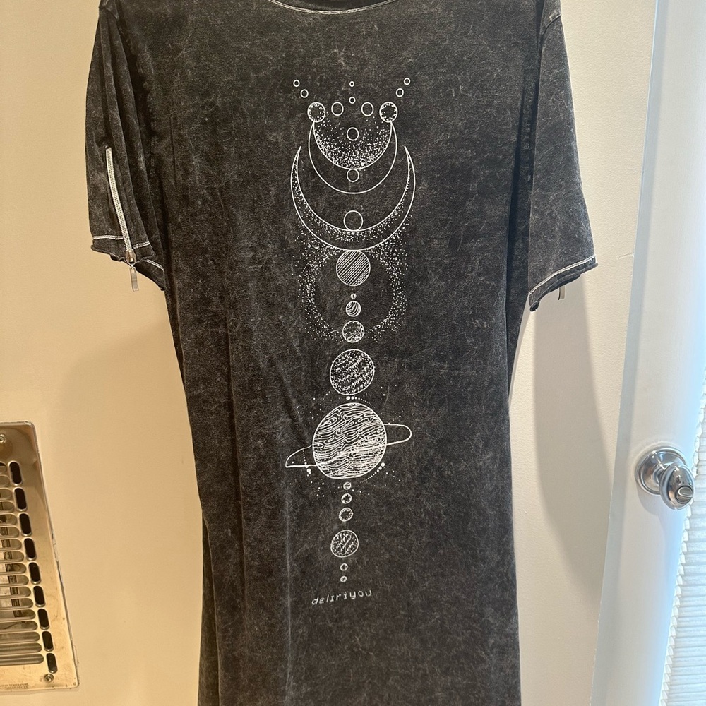 Graphic T-Shirt Dress with Celestial Design